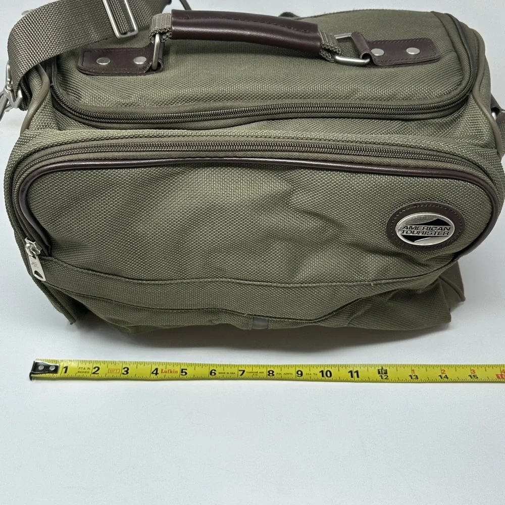 Vintage American Tourister 14”x10”x7” Luggage Carry On Duffle Bag Green Z2
